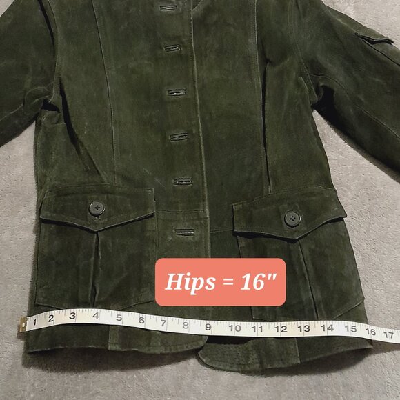 Suede Green Jacket By H&G Juniors Size Small/Petite - Picture 15 of 16